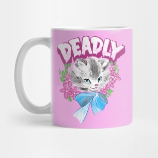 Cute but Deadly creepy goth kitten illustration Mug